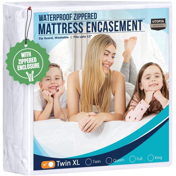 Utopia Bedding Twin XL Mattress Protector Zippered, 100% Waterproof Bed Bug and Dust Mite Proof Mattress Encasement, Absorbent 6 Sided Mattress Cover