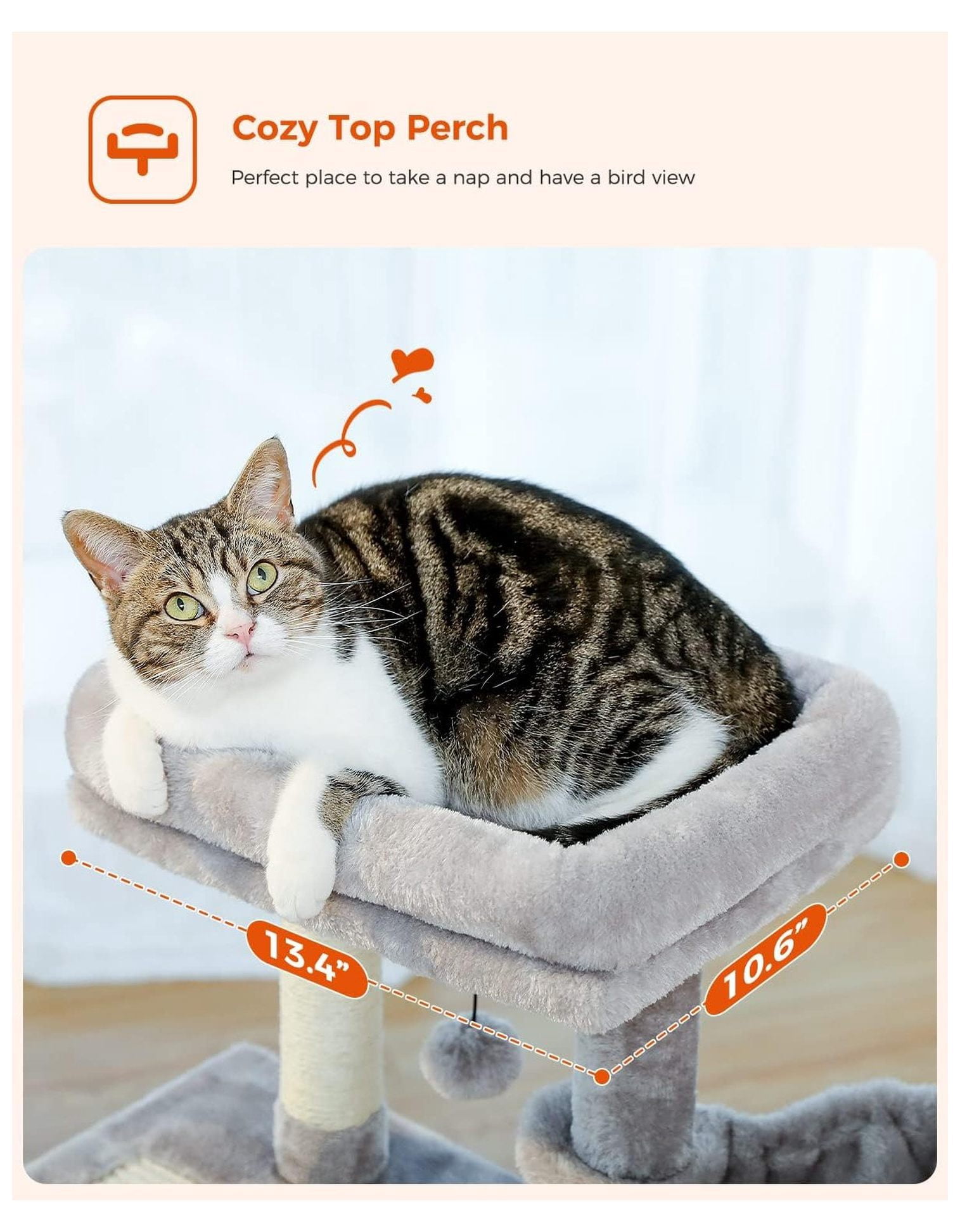 Small Cat Tree 28.5'', Cat Tower for Indoor Cats, 2 Styles Activity Center with Scratching Posts, Hammock & Perch - Grey