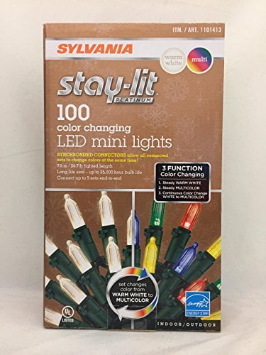 8 Sylvania 100 LED Mini 3 Function Synchronized Color Changing Christmas Lights 