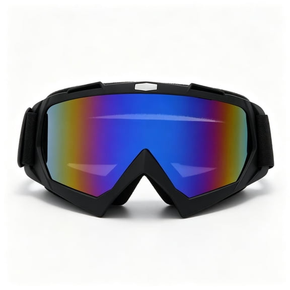 Black Frame Motocross Goggles Blue Mirrored Lens UV400 Anti Fog Snowboard Ski Dirt Bike ATV Riding Goggles