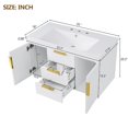 thumbnail image 6 of 36'' Wall Mounted Bathroom Vanity with Resin Sink, Floating Bathroom Storage Cabinet with 2 Drawers, Solid Wood Bathroom Cabinet, Faucet Not Include, White, 6 of 9