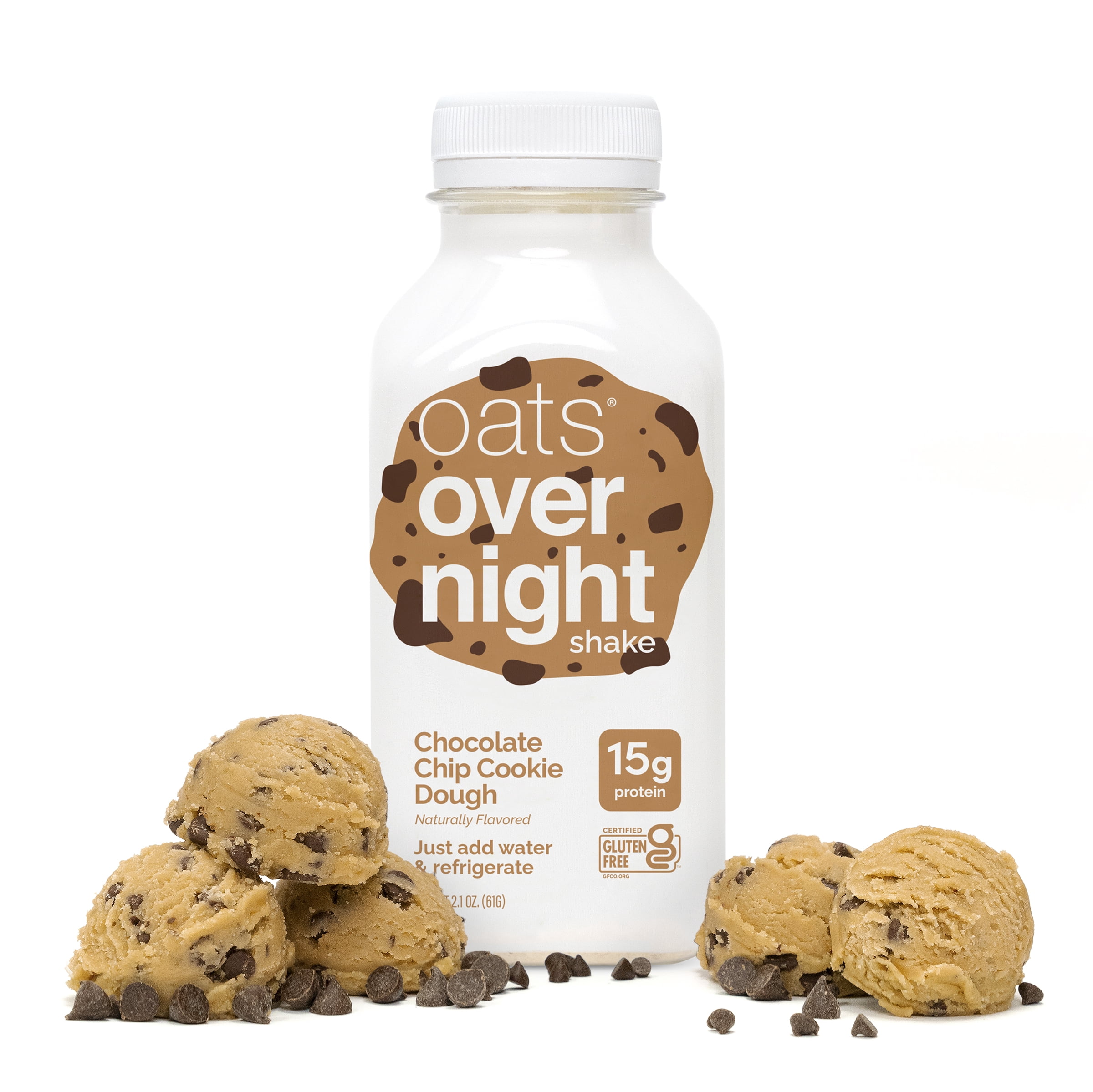 (10 pack) Oats Overnight Chocolate Chip Cookie Dough Protein Overnight Oatmeal Shake, 2.1 oz, 1 Count