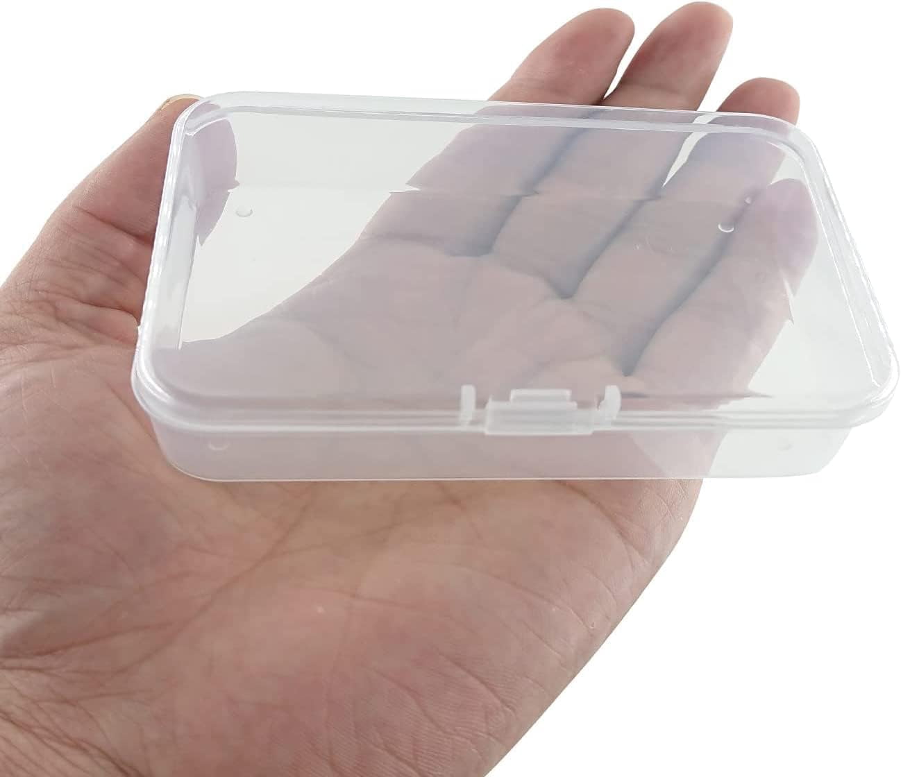 6 Pcs Clear Mini Plastic Storage Containers with Lids, Rectangle Small Boxes for Organizing Beads, Game Pieces, Business Cards, Craft Supplies