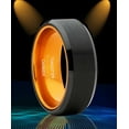 thumbnail image 2 of Metal Masters Black Tungsten Wedding Band Mens Ring Orange Interior Beveled Edge Brushed 8mm 7, 2 of 6