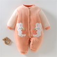 thumbnail image 7 of Infant Baby Cute Jumpsuit Girls Comfort Cotton Button Down Long Sleeve Romper Snowsuit Animal Crewneck Newborn Onesies, Pink, 3 Months, 7 of 7