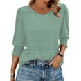 thumbnail image 2 of fatyb Blouses for Women 3/4 Length Puff Sleeve Casual Tops Crewneck Loose Womens Dressy Tunic Shirts, 2 of 5