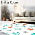 thumbnail image 2 of ODIKA 6'x9' Machine Washable Non-Slip Area Rug, Marine Life Medley with Scattered Shells and Gentle Wave Motifs High Traffic Rug, White, 703867, 2 of 7