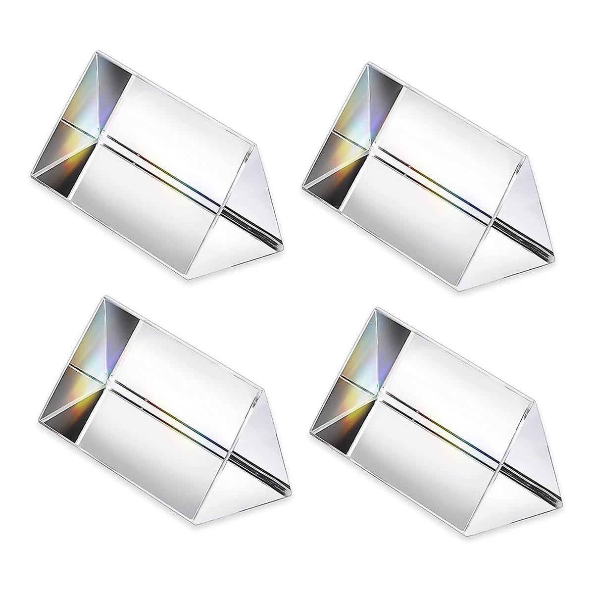 4Pcs Clear Triangular Prism for Rainbow Lights Crystal Optical