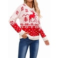 thumbnail image 1 of Tricot Col Rond Automne Hiver pour Femmes Géométrie Ethnique Animale Flocon de Neige Cropped Boho Blanc P, 1 of 10