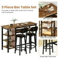 thumbnail image 3 of Lamerge Bar Dining Table Set for 2, 3 Piece Bar Table and Chairs Set, Kitchen Counter Height Dining Table Set, Small Kitchen Bar Table with Storage, Breakfast Nook Set for Small Space, Rustic Brown, 3 of 9