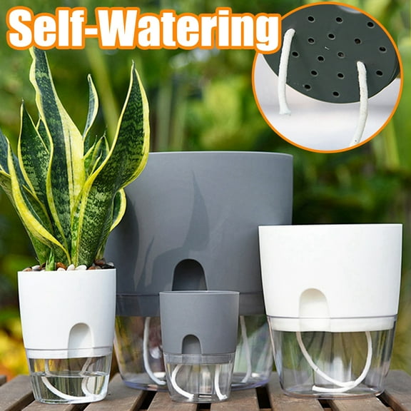 Travelwant 3.23" x 3.23" x 4.45" Round Gray Resin Solid Hydroponic Flowerpot