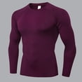 thumbnail image 3 of Gym Shirts Men Summer Solid Striped Crew Neck Long Sleeve Tight Fitting Shirts for Men Sports Top, 3 of 5