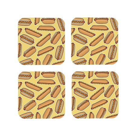 

Tideii Hot Dogs for Leather Coasters 4 Pieces Anti-fouling and Anti-scalding Decorative Coasters Suitable for Restaurants Kitchens Coffee Shops-Square