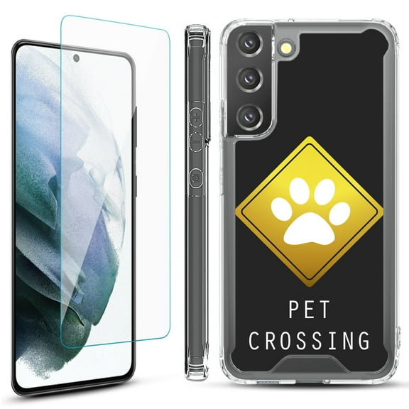 Shockproof Bumper Phone Case for Samsung Galaxy S22  / S22 Plus 5G, with Tempered Glass Screen Protector, by OneToughShield ® - Pet Crossing