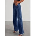 thumbnail image 6 of PRETTYGARDEN Wide Leg Jeans for Women Trendy High Waisted Stretchy Baggy Raw Hem Denim Palazzo Pants with Pockets, 6 of 7