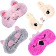 thumbnail image 1 of wonima11 4 Pack Sleeping Mask for Girls Soft Plush Blindfold Cute Rabbit Pig Flamingo Cat Sleep Masks Eye Cover Eyeshade for Kids Teens Women Plane Travel Nap Night Sleeping, 1 of 1