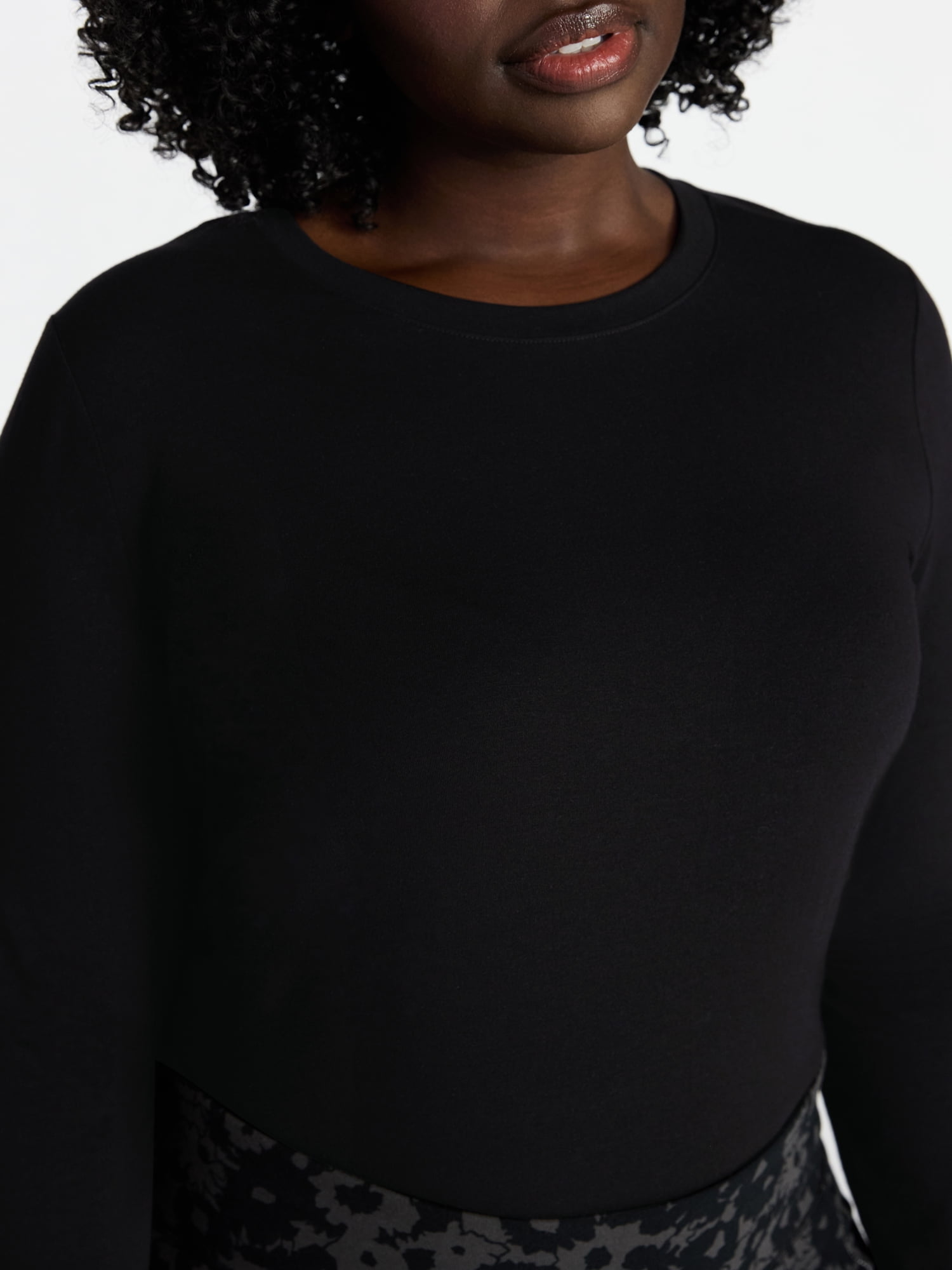 Terra & Sky Women's Plus Size Crewneck Tee with Long Sleeves, Sizes 0X-5X