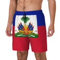 thumbnail image 5 of Men's 2 in 1 Swim Trunks with Compression Liner Haitian Flag Quick Dry Beach Shorts, 5 of 6