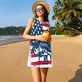 thumbnail image 3 of Sikiie fisherman fishing with USA flag Print Women's Sleeveless Dress with Pockets Round Neck Sundress, Suitable for Daily, Office, Vacation Summer Wear, 3 of 7