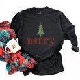 thumbnail image 4 of Merry Christmas Tree Stars - Women's Garment Dyed Long Sleeve Graphic T-Shirt, 4 of 11
