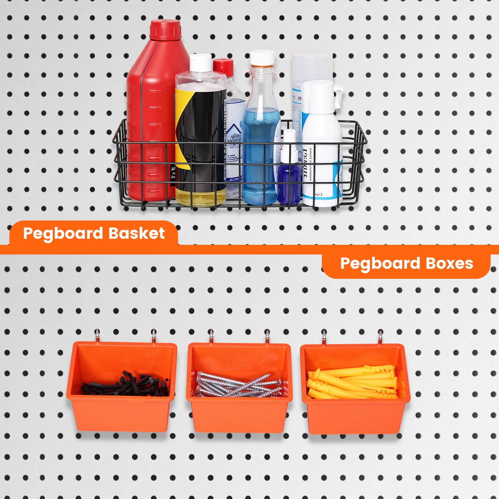 Pegboard Hooks Kit,ENJOYWOOD 155PCS/SET Peg Board Accessories Organizer Kit with Various  Hooks,Bins,Baskets,Fit 1/8 or 1/4 inch Pegboard for Garage Workshop Wall Hanging Tools