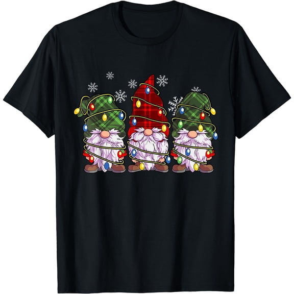 Three Gnomes Shirt Men Women Buffalo Plaid Red Christmas T-Shirt