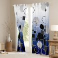 thumbnail image 3 of Erosebridal Abstract Honeycomb Hexagon Black Out Curtains,Gradient Minimalist Geometric Square Curtains Pack of 2 (42x63 Each) For Teens Boys Girls,Black Blue, 3 of 6