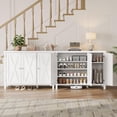 thumbnail image 5 of Kojooin 4-Tier Shoe Storage Cabinet, Farmhouse Shoe Rack Organizer Cabinet with 3 Adjustable Shelves & Side Cabinets, Freestanding Shoe Cabinet Storage with Anti-tip Fitting for Entryway, 5 of 7