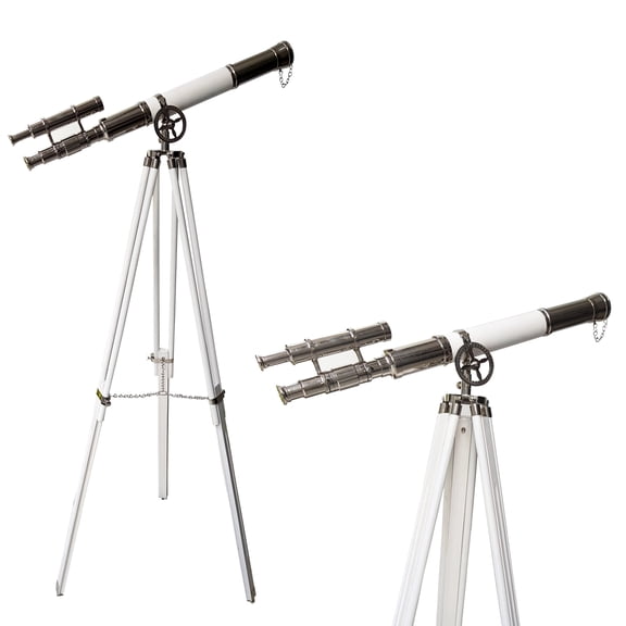 Nickel Finish Authentic Home and Office Decor Astro Vintage Floor Standing Telescope 52" Retro White Tripod