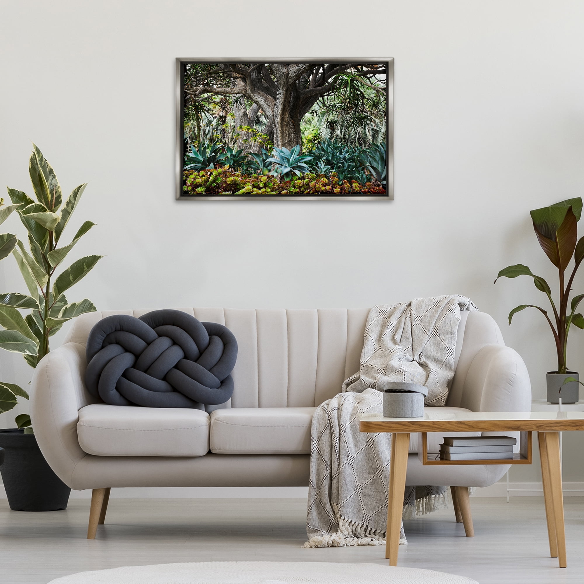 Stupell Industries Lush Tropical Vegetation Landscape & Nature Photography Gray Floater Framed Canvas Art Print Wall Art, 31 x 21