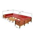 thumbnail image 4 of GDF Studio Cascada Outdoor Acacia Wood 10 Seater Sectional Sofa Set, Red, 4 of 11