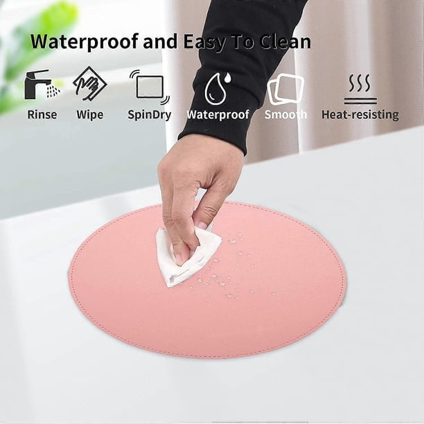 Mouse pad, double sided mouse pad Small round PU leather mouse pad with stitched edges Waterproof mouse pad