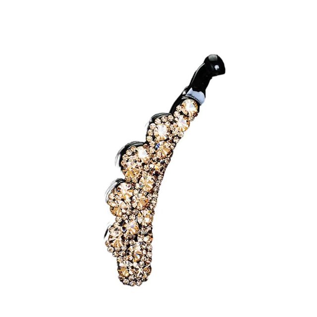 Clip de plátano elegante dorado con diamantes de imitación, soporte para cola de caballo, pinza para el pelo, pinzas de plátano para cabello fino, Clip vertical para mujer, pinza de plátano, accesorio