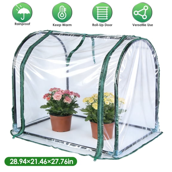 Imountek Tabletop Mini Greenhouse 29x21.5x28" Portable Indoor Outdoor Garden Tent for Seed Starting with Zippered Door, Steel Frame