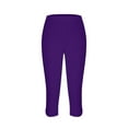 thumbnail image 4 of UVEASISHA Plus Size Leggings for Women High Waisted Cutout Yoga Capris Buttery Soft Stretch Workout Pants with Pockets Purple XL, 4 of 6