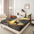 thumbnail image 3 of Erosebridal Jungle Animal Bears Full Size Sheets 4-Piece For Boys Girls,Teens Woodland Lake Wildlife Bed Sheets, 3 of 5