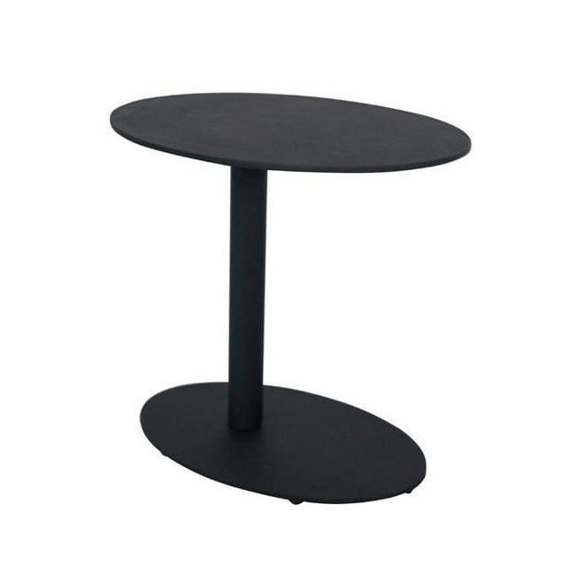 Benzara BM172102 Table d'Appoint Extérieure en Métal avec Plateau et Base Ovales, Noir