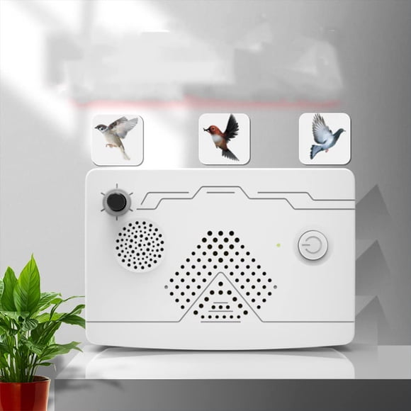 Electronic Bird Repeller Ultrasonic - Rechargeable Dual Horn Device with LED Lights for Gardens/Farms (Black/Green)