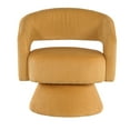thumbnail image 2 of Rayne Swivel Accent Chair- Yellow Corduroy- Round Metal Swivel Base, 2 of 6