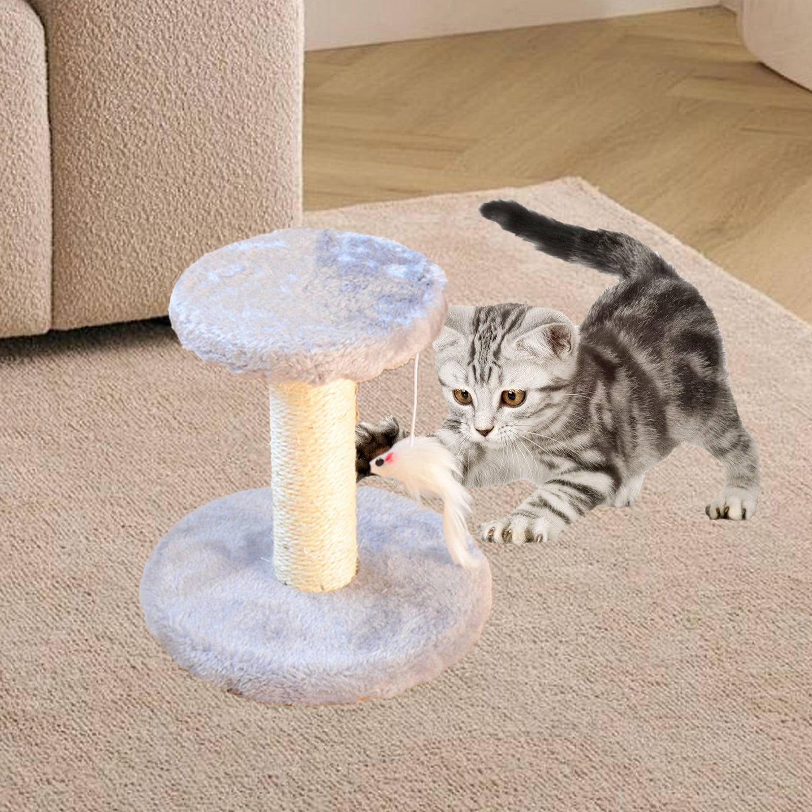 Sisal Cat Scratching Post for Indoor Cats and Kittens with Sisal Scratcher Poles, Post Cats Climbing Frame Cats Tree Small Cats Toy Cats Jumping Terrace Corpuscle Board