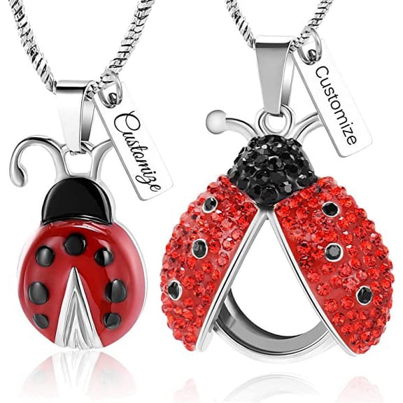 Flying Ladybug Urn Necklace for Ashes for Women Stainless Steel Animal Shape Ashes Keepsake Urn Locket Memorial Jewelry