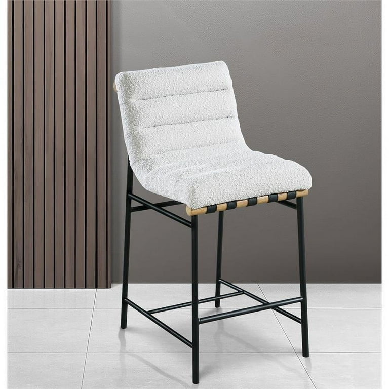 Free Shipping Meridian Furniture Burke Cream Boucle Fabric Counter Stool Walmart
