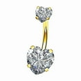 thumbnail image 2 of Stainless Steel Belly Button Ring 14G Gold Heart Flower CZ Crystal Butterfly Design, 2 of 9