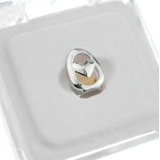 Open Face Heart Teeth Grillz Cap Silver Tone One Single Tooth