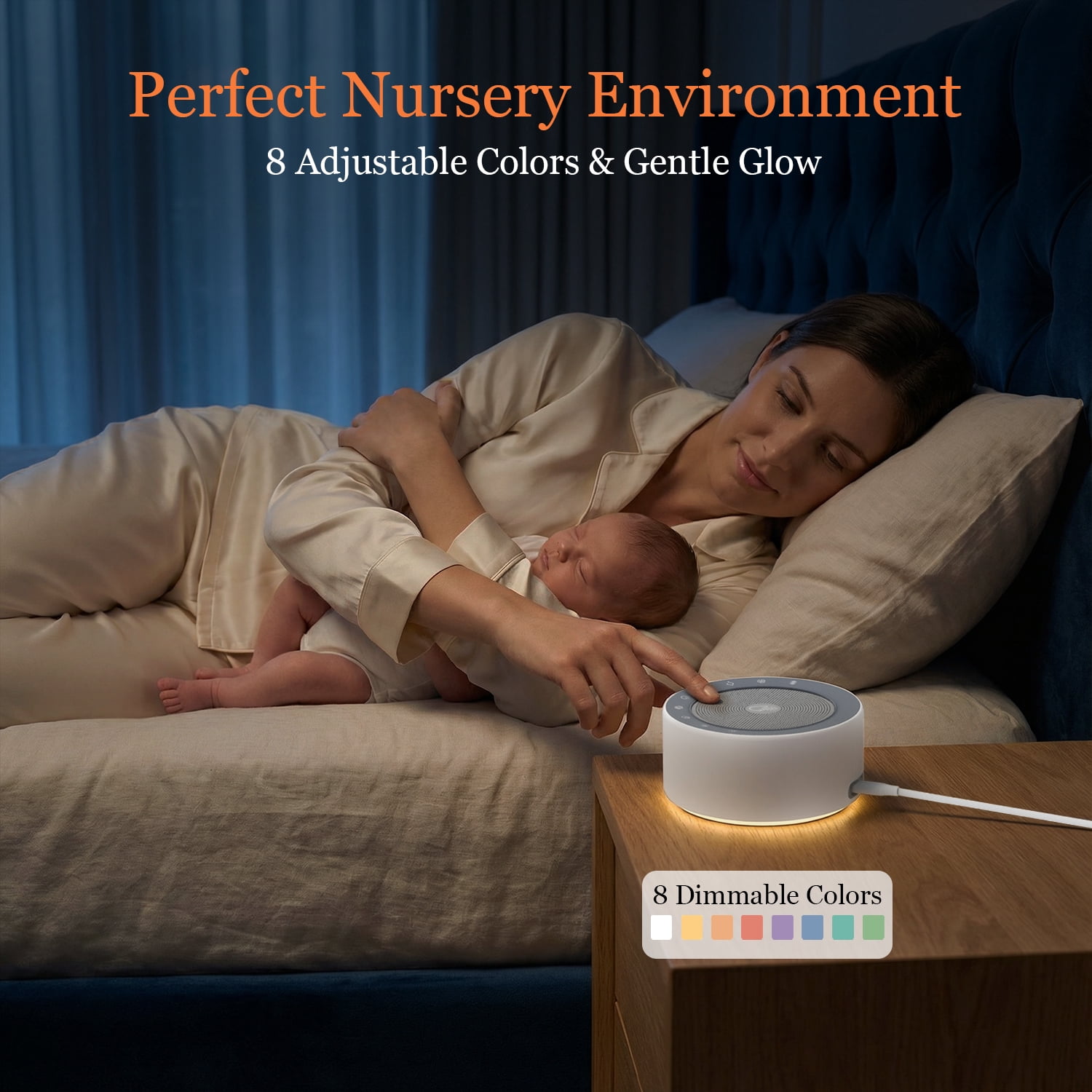 Kipcush 30 Soothing Sounds White Noise Machine with Night Light and Timer for Babies and Adults White