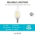 thumbnail image 5 of Luxrite 4W E12 Vintage Candelabra Dimmable LED Light Bulbs, 40W Equivalent 400 Lumens, 2700K Warm White, Flame Tip, 6-Pack, 5 of 7