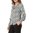 thumbnail image 4 of Blusa de Manga Larga con Cuello de Chal y Botones de Estampado Floral de Rosa Allegra K para Mujeres, Negra S, 4 of 6