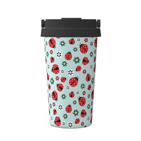 

Susaid Ladybugs And Flowers 1 Print Coffee Travel Mug Insulated Coffee Mug with Lid Leakproof Coffee Thermos Coffee Tumbler for Hot&Cold Drinks
