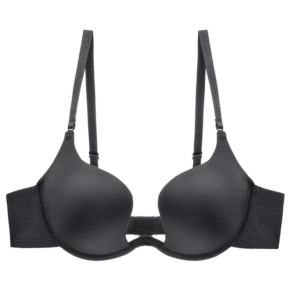 Wingslove Women's Deep Plunge Bra Convertible Multiway Push Up Low Cut Strapless V Wireless Bra Clear Back Milk Coffee 38dd
