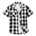 thumbnail image 5 of Purcolt Men Plaid Button Down Shirts Summer Casual Short Sleeves T Shirt Lightweight Loose Fit Tops for Beach Vacation Party, 5 of 7